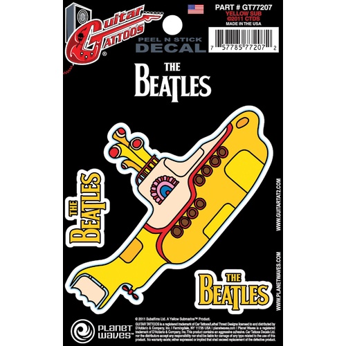 Planet Waves Beatles Guitar Tattoo Sticker, Yellow Submarine