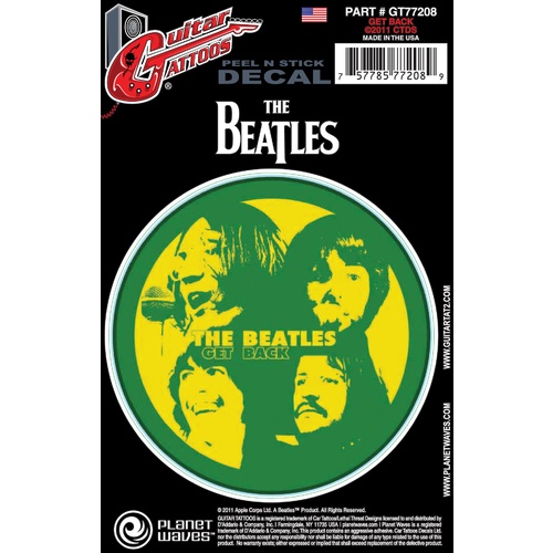 Planet Waves Beatles Guitar Tattoo Sticker, Get Back