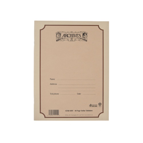 Archives Standard Bound Manuscript Paper Book, Guitar TAB, 48 Pages Book