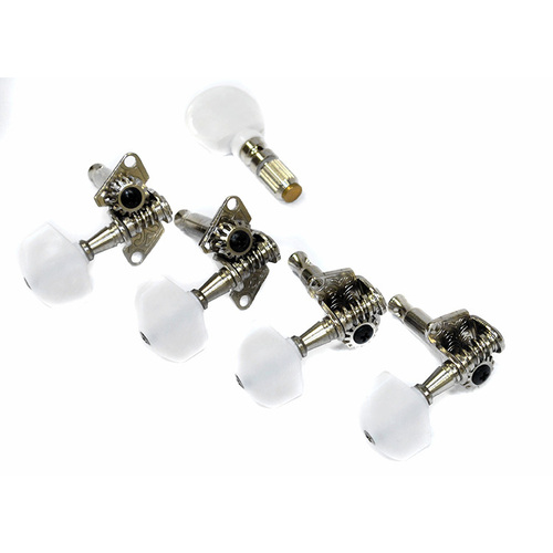 GT Banjo Tuning Machines Nickel Finish 5-String with White Pearl Buttons