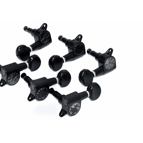 GT Electric Guitar Sealed Tuning Machines Black Finish 6-Inline with Oval Buttons