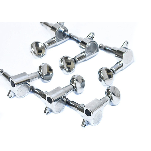 GT Electric Guitar Sealed Tuning Machines Chrome Finish 6-Inline with Oval Buttons