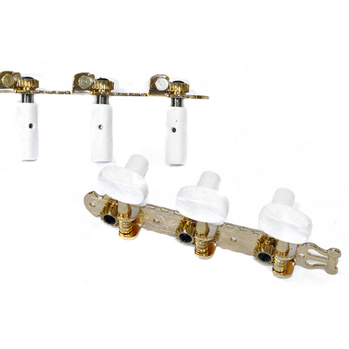 GT Classical Guitar Tuning Machines Gold Finish with Oval White Buttons (3+3)