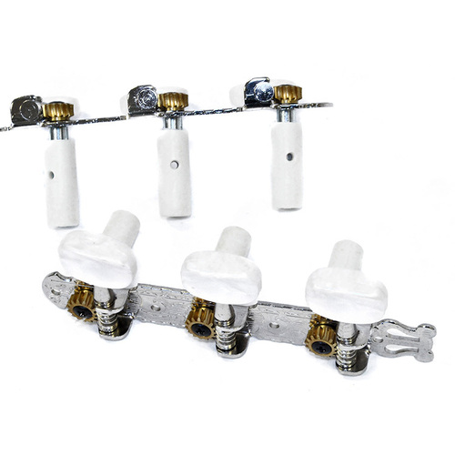 GT Classical Guitar Tuning Machines Nickel Finish 3+3 with Oval White Buttons