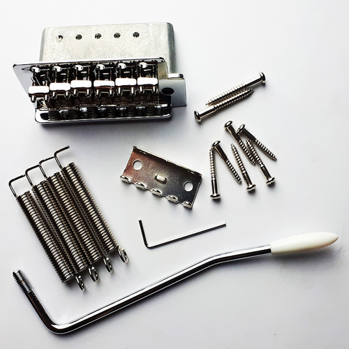 GT Vintage ST Style 6-Point Tremolo Bridge in Chrome Finish with Arm, Screws, Springs, Claw and Wrench