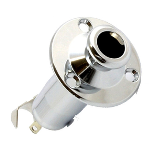 GT Takamine Style Stereo Endpin Jack Socket Chrome Finish with 3 Screw Mounting Holes (Pk-1)
