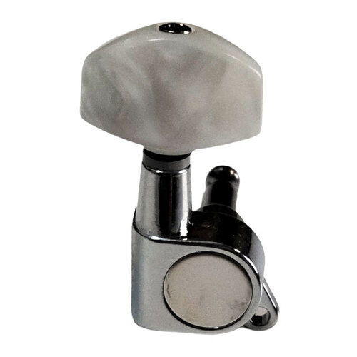 GT Acoustic Guitar Sealed Tuning Machines Chrome Finish 3+3 with White Pearl Buttons
