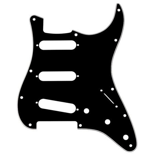 GT 3-Ply ST-Style Electric Guitar Pickguard Black 22 Holes for 3 Single Coil Pickup Models (Pk-1)