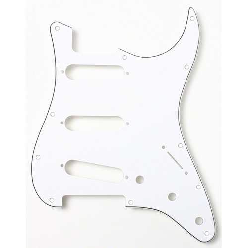 GT 3-Ply ST-Style Electric Guitar Pickguard White 22 Holes for 3 Single Coil Pickup Models (Pk-1)