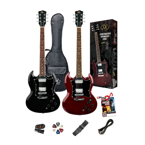 SX SG Electric Guitar with Accessories Bundle (Wine Red)