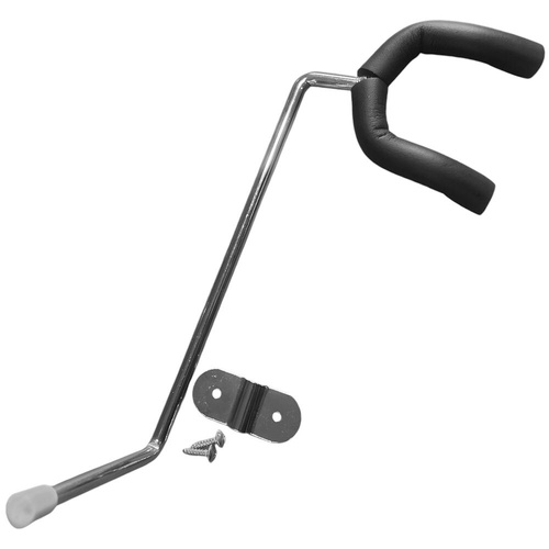 Peace Right Facing Guitar Wall Hanger with Screw Mount - Chrome Finish, Black Rubber Padding