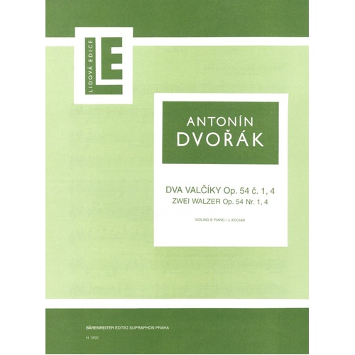 Dvorak - 2 Waltzes Op. 54 Nos. 1 & 4 for Violin and Piano, Arranged by Jaroslav Kocian