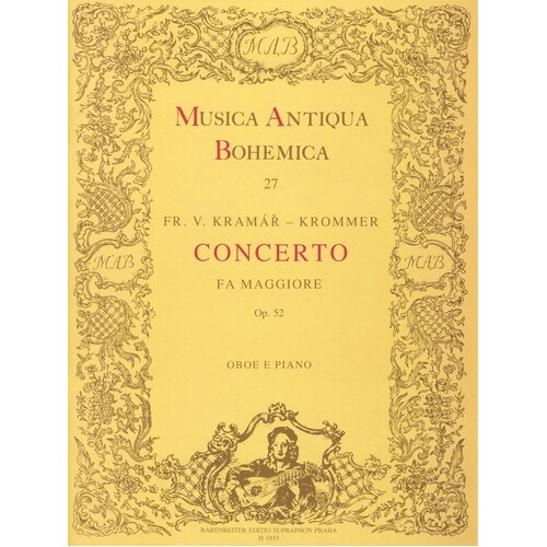 Krommer - Concerto In F Major Op 52 Oboe/Piano (Softcover Book) Book