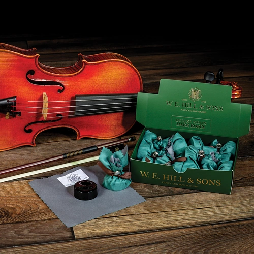 W.E. Hill & Sons 2064M Standard Dark Violin Rosin Round Cake on Velveteen Cloth