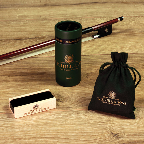 W.E. Hill & Sons Premium Cello Dark/Medium Rosin in Maplewood Holder with Drawstring Bag, 25g, GPR #7, All-Weather, Made in England