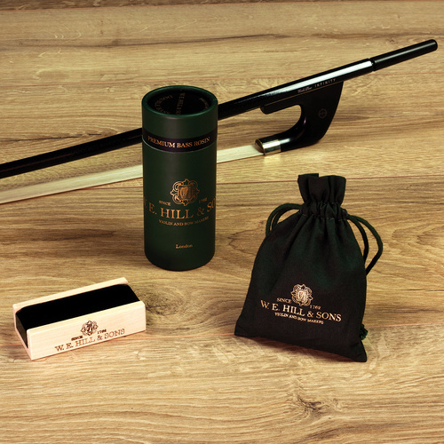 W.E. Hill & Sons 2068M Premium Double Bass Rosin Dark/Medium-Soft in Maplewood Holder with Drawstring Bag