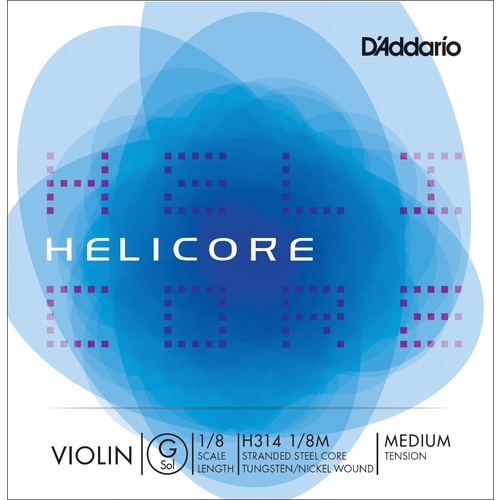 D'Addario Helicore Violin Single G String, 1/8 Scale, Medium Tension