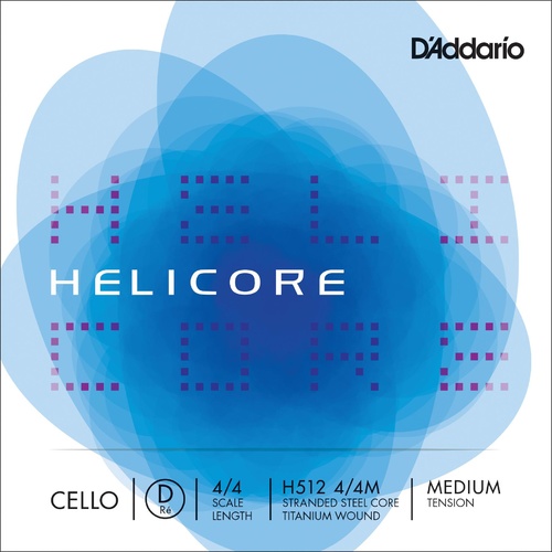 D'Addario Helicore Cello Single D String, 4/4 Scale, Medium Tension
