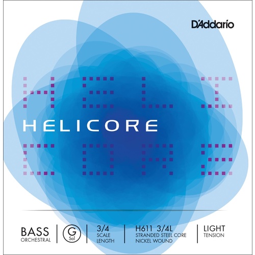 D'Addario Helicore Orchestral Bass Single G String, 3/4 Scale, Light Tension