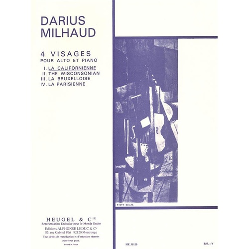 Milhaud - 4 Visages 1 - La Californienne Viola/Piano (Softcover Book)