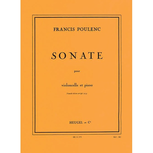 Poulenc - Sonata For Cello/Piano (Softcover Book)