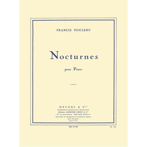 Poulenc - Nocturnes For Piano (Softcover Book)
