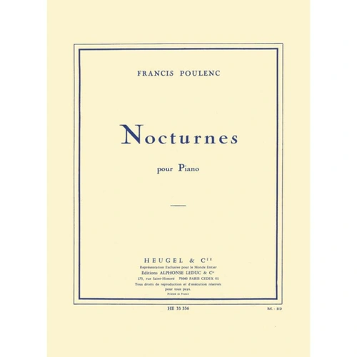 Poulenc - Nocturnes for Piano, 8 Pieces, Intermediate Level, Heugel & Cie, Piano Solo, 1 Page