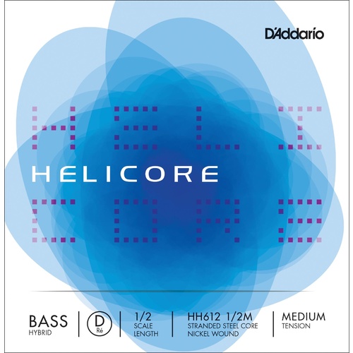 D'Addario Helicore Hybrid Bass Single D String, 1/2 Scale, Medium Tension