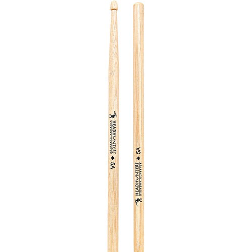 Headhunters Hickory Classic 5A Wood Tip Drum Sticks - 1 Pair, Length 16", Butt Diameter 0.56", Taper End 0.30"