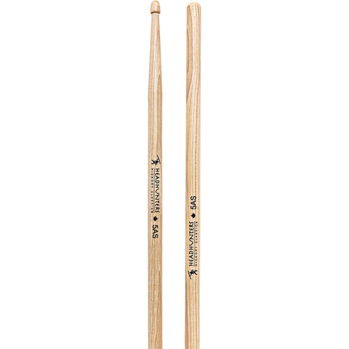 Headhunters Hickory Classic 5AS Wood Tip Drum Sticks - 1 Pair, 16.38" Length, 0.56" Butt Diameter