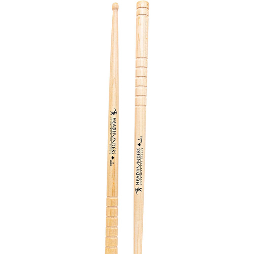 Headhunters Maple Grooves B Drum Sticks - Wood Tip, 405mm Length, 17mm Butt Diameter, Canadian Rock Maple, 1-Pair