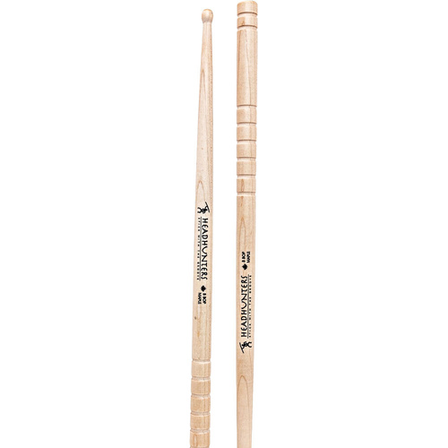 Headhunters Maple Grooves B-Bop Wood Tip Drum Sticks - 1 Pair, 15.94" Length, Canadian Rock Maple