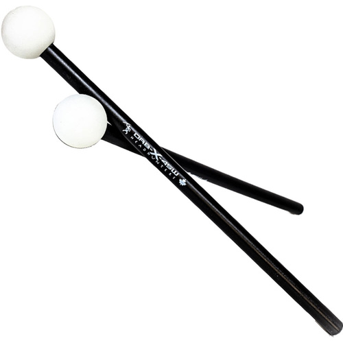 Headhunters ORB-X-45W Percussion Mallets - 1 Pair with 45mm White Mallet Head on Black Maple Stick