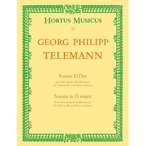 Sonata In D Major Twv 41:D6 Cello Vc And Piano Book