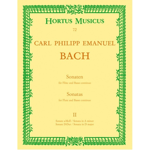 Cpe Bach - Sonatas Vol 2 For Flute/Basso Continuo (Softcover Book)