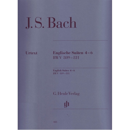 English Suites 4-6 BWV 809-811 Urtext Edition for Piano by Johann Sebastian Bach