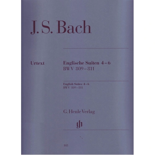 English Suites 4-6 BWV 809-811 Urtext Edition for Piano by Bach, edited by Steglich