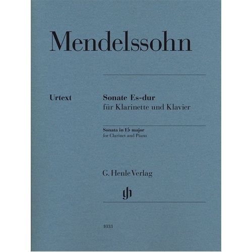 Sonata in E Flat Major for Clarinet by Mendelssohn, Urtext Edition, G. Henle Verlag, 1 Page