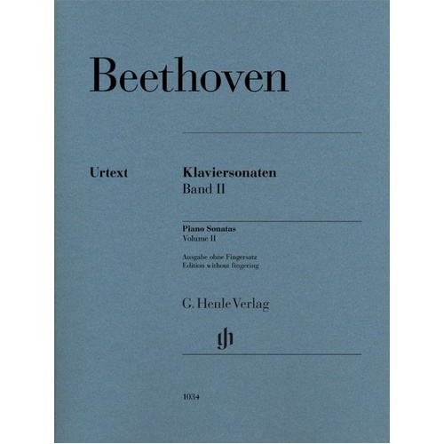 Beethoven - Sonatas Vol 2 Urtext Edition Without Fingerings, Piano, 335 Pages, G. Henle Verlag
