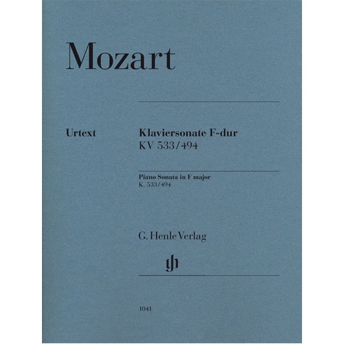 Piano Sonata in F Major K 533/494 by Mozart, Published by G. Henle Verlag, 25 Pages, Piano Solo