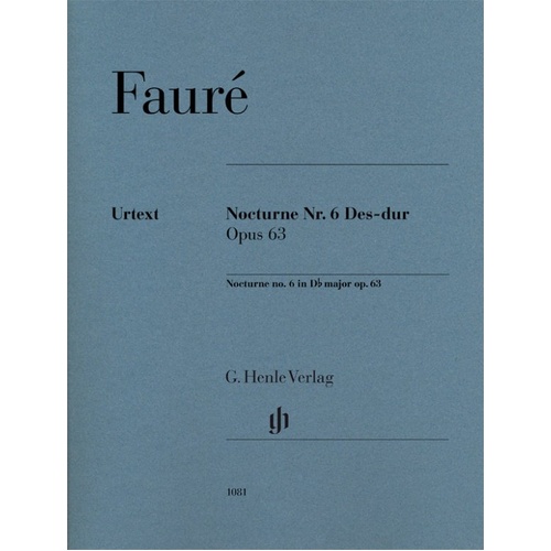 Faure Nocturne No 6 D Flat Major Op 63 Piano Urtext Sheet Music