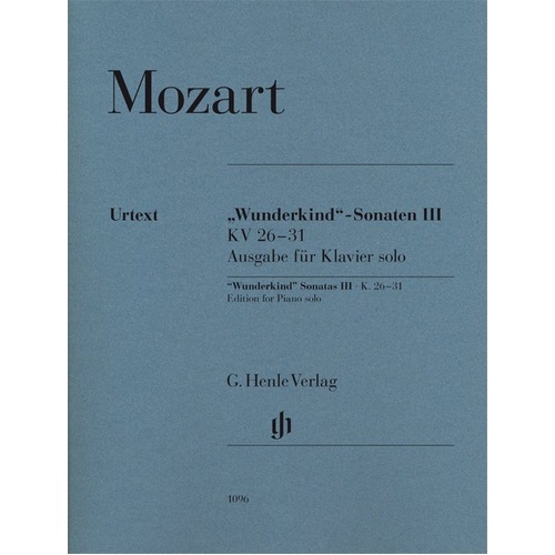 Wunderkind Sonatas BK 3 K 26-31 Urtext for Piano Solo by Mozart, G. Henle Verlag