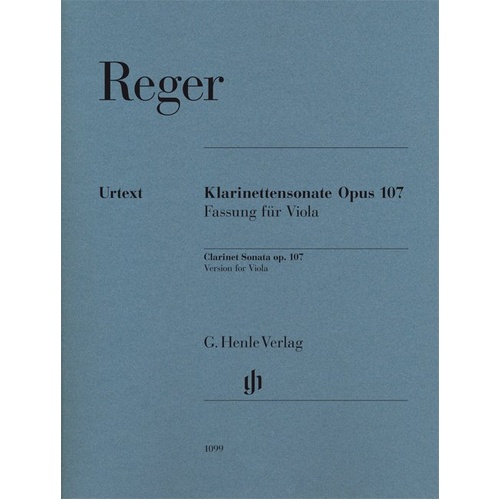 Clarinet Sonata Op. 107 Viola Version Urtext by Max Reger, G. Henle Verlag, 1 Page