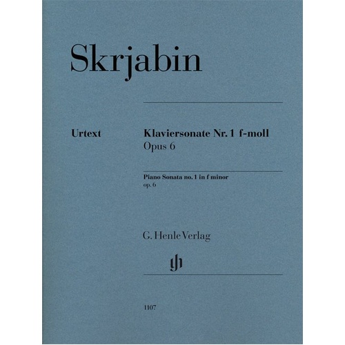 Piano Sonata No 1 in F Minor Op 6 by Alexander Scriabin, Urtext Edition, Edited by Valentina Rubcova, Piano Solo, G. Henle Verlag