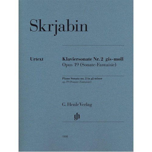 Piano Sonata No 2 G# Min Op 19 Sonate Fantaisie by Alexander Scriabin, 32 Pages, G. Henle Verlag