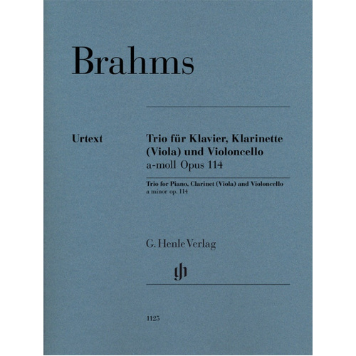 Brahms Clarinet Trio in A Minor Op 114 for Clarinet, Cello, and Piano - Henle HN1125