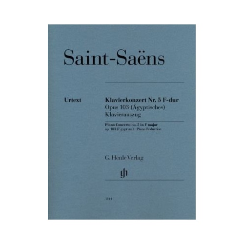 Piano Concerto No. 5 in F Major Op. 103 (Egyptian) by Camille Saint-Saens for 2 Pianos 4 Hands, 90 Pages, G. Henle Verlag