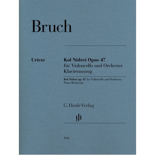 Bruch - Kol Nidrei Op. 47 for Cello and Piano, Urtext Edition, 18 Pages, G. Henle Verlag