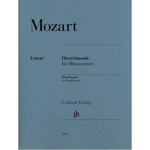 Divertimenti for Wind Sextet by Mozart, Edition by G. Henle Verlag, 1 Page, Authentic Sextets for Standard Instrumentation