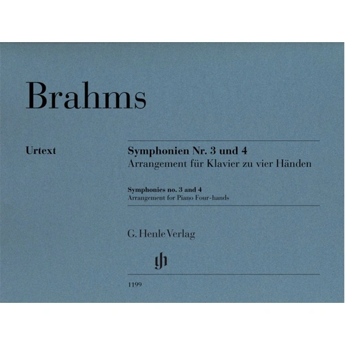 Symphonies No. 3 & 4 for Piano Duet by Johannes Brahms - Urtext Edition, G. Henle Verlag